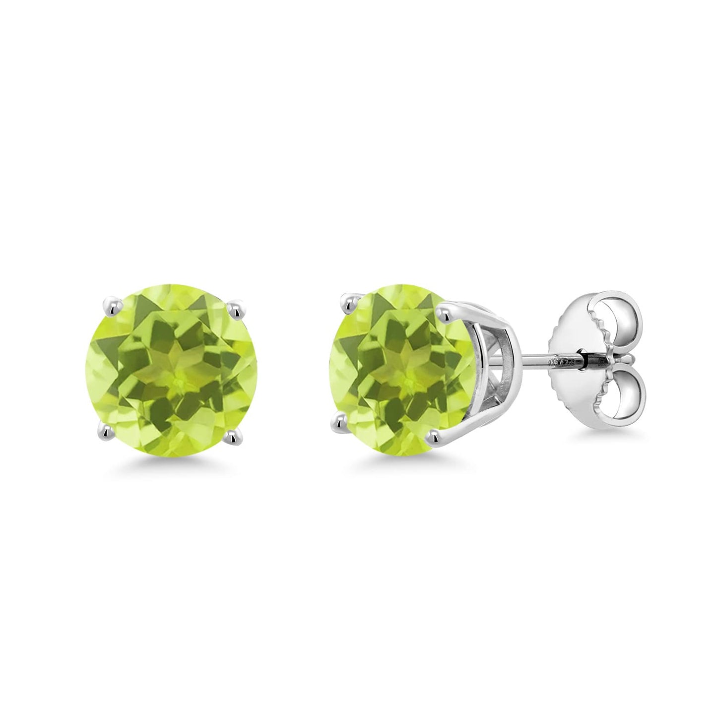 Gem Stone King 2-4 Cttw Round Gemstone Birthstone Stud Earrings For Women Men | 925 Sterling Silver | Round 7MM | Fine Jewelry Gifts for Women Her Mom Wife Men | Lemon Quartz
