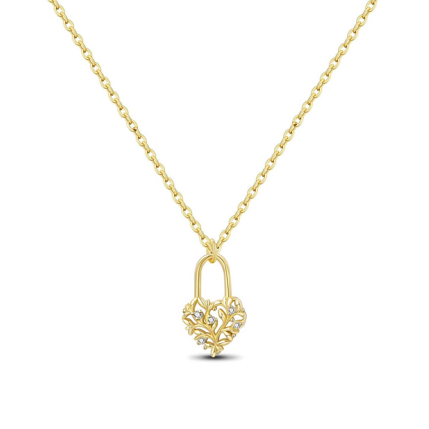 MISEFF 925 Sterling Silver Fashion Pendant Necklace for Women，Fashion Jewelry, 18K Gold Plated， Advanced Retro Series Link Chains ，Basic Multifunctional Accessories Suitable for Multiple Occasions and Daily Wear (Love Lock)