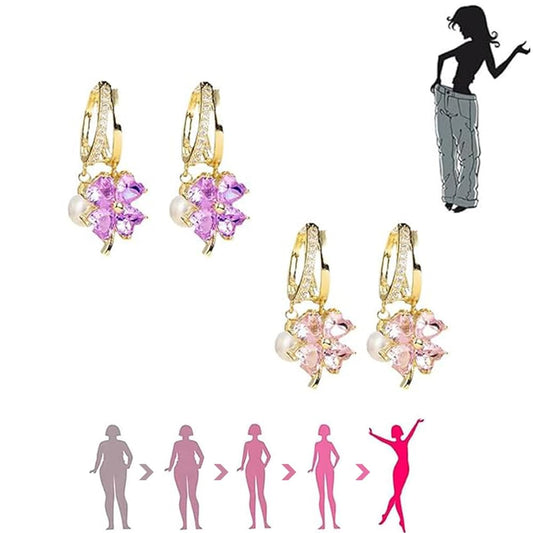 4 Pairs Lymphatic Drainage Slimming Hoop Earrings, Halolux Lymphvity Germanium Earring Acupuncture Therapy Hoop Earrings Fashion Jewelry Gift For Women Men (purple+pink)