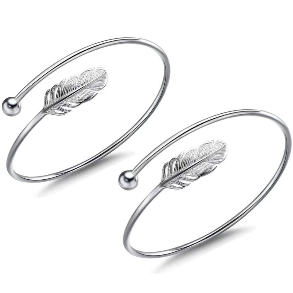 Sterling Silver Bangle Bracelets for Women,Fashion Jewelry Simple Adjustable 925 Silver Cuff Bangles for Women Mom Wife Valentine Mothers Day Gift (Silver-5)