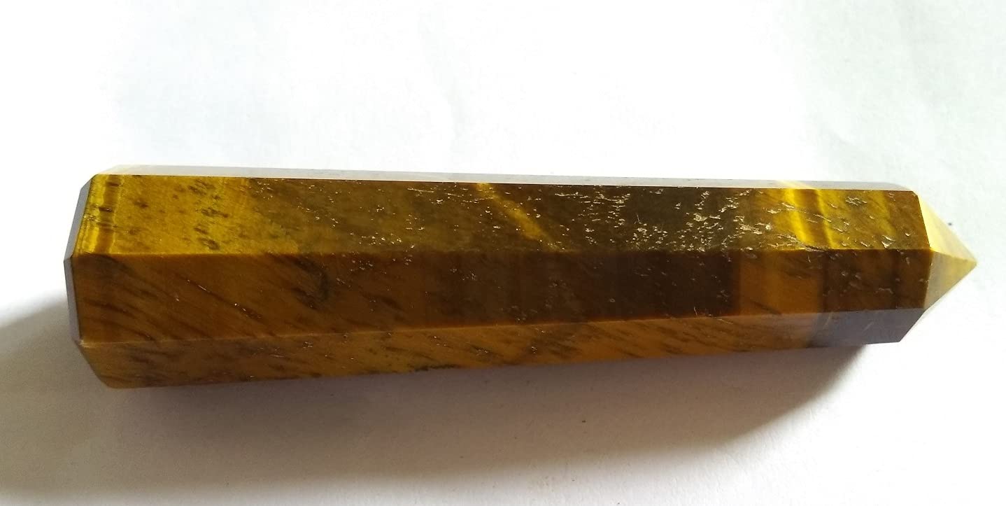 WholesaleGemShop 3 Inch Tiger Eye Gemstones Obelisk Tower Jumbo Facet Aura Rock Crystal Natural Polished Earth Wand Spirit