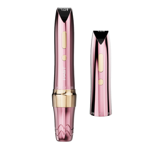 Mast P60 Tattoo Gun Machine, Wireless Tattoo Pen, 5 Strokes Length 2.2mm - 3.2mm, 121g/4.2oz, 2 Batteries, Pink Color