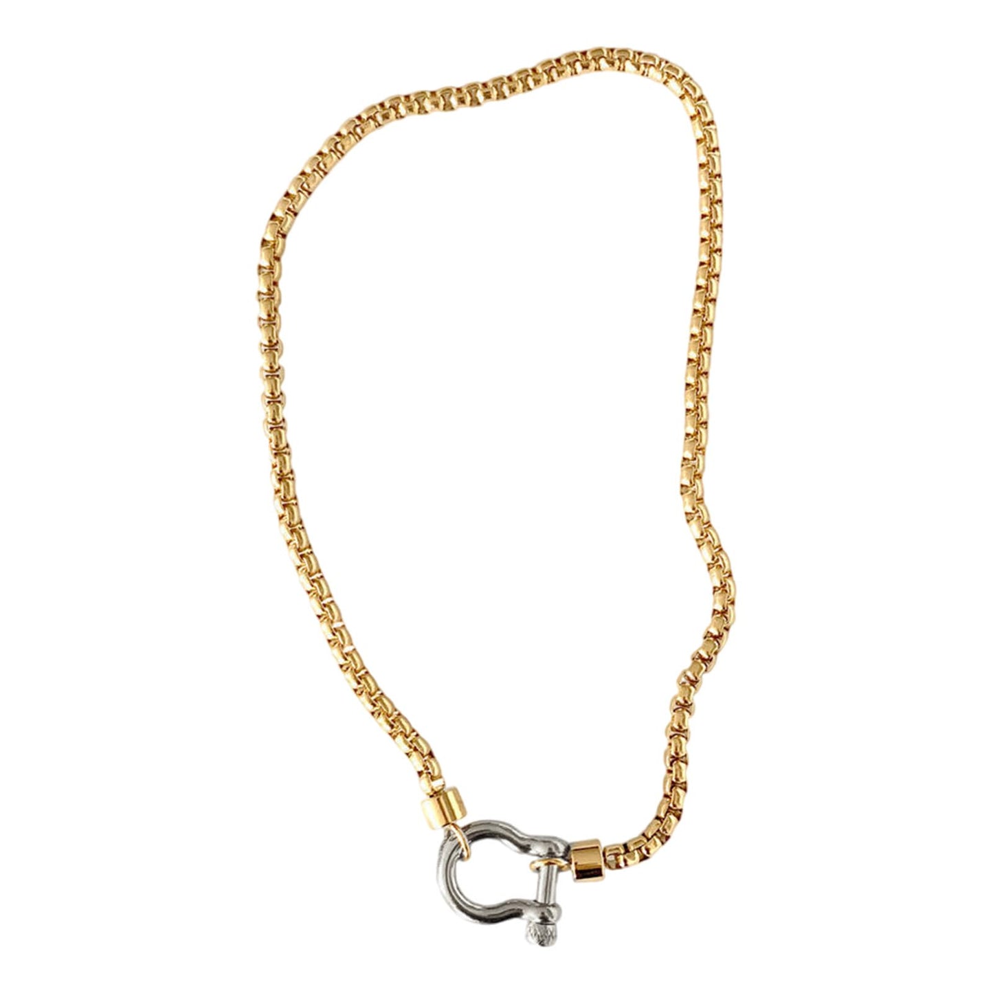 jiingekk Stainless Steel Carabiner Clasp Necklace Sturdy Versatile Fashion Accessory for Daily Wear and Travel Stylish Outfits