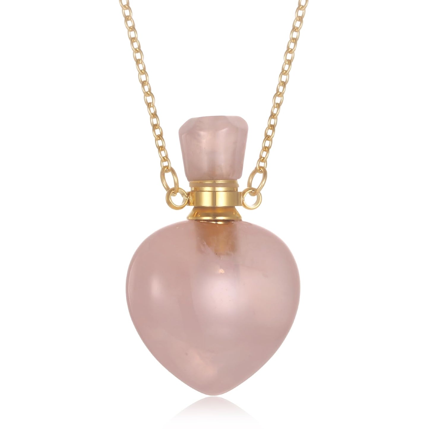 STEFWD Natural Crystal Cremation Jewelry For Ashes - Heart Urn Necklace Hold Loved Ones/Pet Ashes Keepsake Memorial Pendant For Women (Pink)
