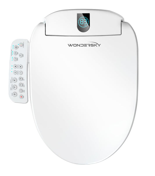 WONDERSKY Elongated Bidet Toilet Seat, Smart Heated Toilet Seat with Warm Water and Dryer, Soft Close Bidet Seat with Adjustable Temperature, Stainless Steel Nozzle