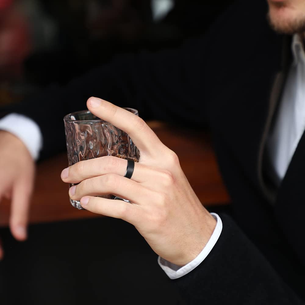 King Will 8mm Basic Wedding Ring For Men with Brushed Matte Surface Beveled Polished Edge Comfort Fit 9