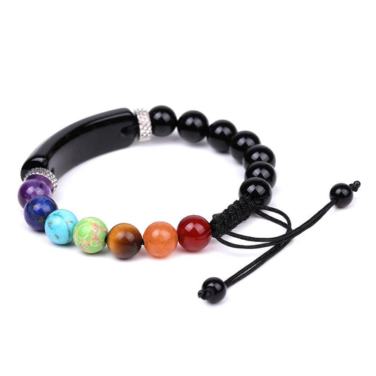7 chakra Unisex Healing Stone Bracelets Natural Gemstone Charm Stretch Bracelet Crystal Energy Heart Charm Tiger Eye 8MM Beads Bracelet Handmade Meditation Stone Jewelry Elastic Yoga Bracelet