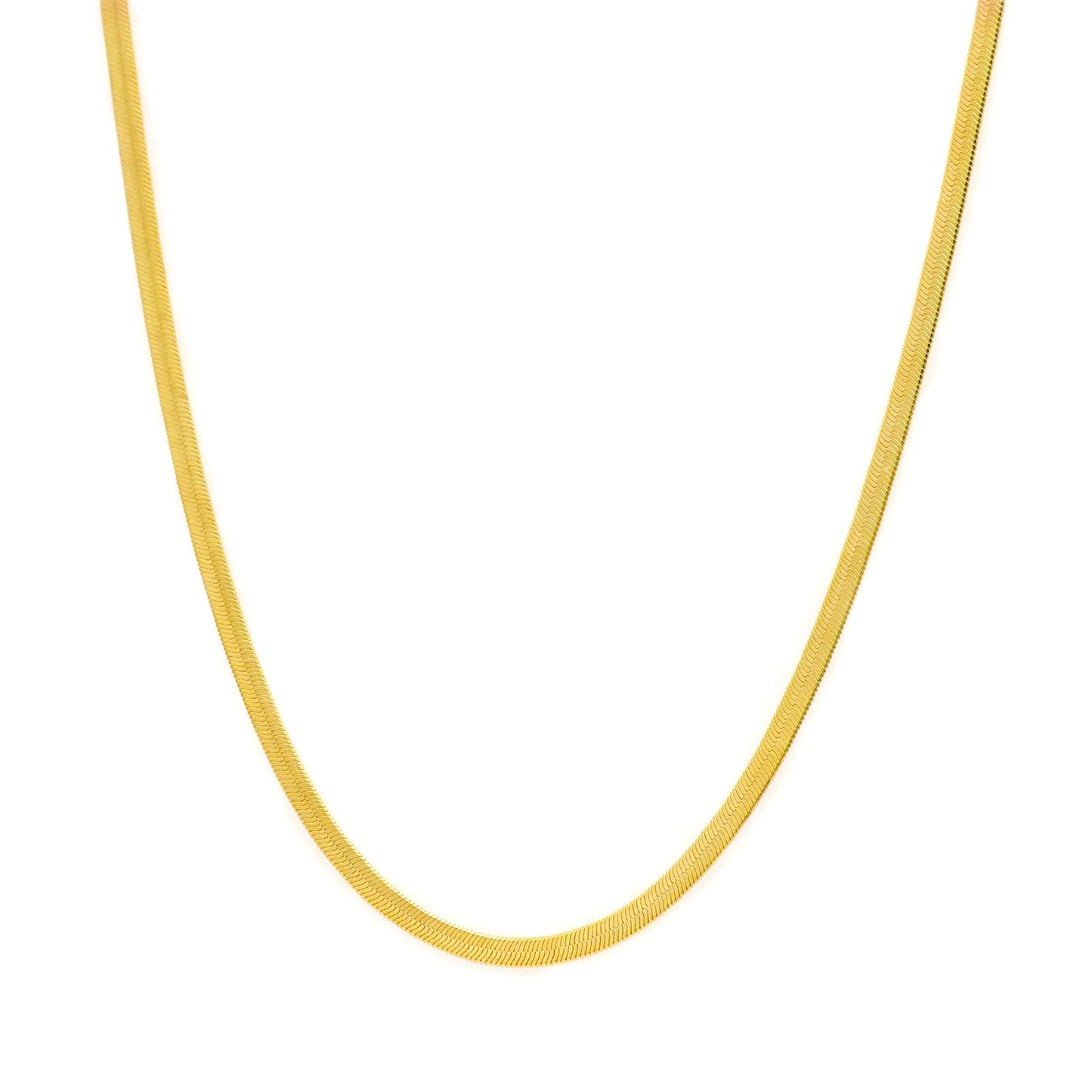 MAIKERDER Herringbone Necklace for Women, 18K Gold Plated Dainty Snake Chain Necklaces Minimalist Simple Flat Gold Necklaces Trendy Non Tarnish 18 Inches