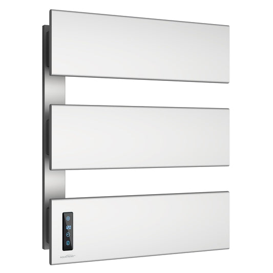Towel Warmers for Bathroom, Heated Towel Rack Wall Mounted, 21.6" X 17.7" Smart LED Control, Built-in Timer & Temperature, Max 140°F, Plug-in, Fast Heating, Silver