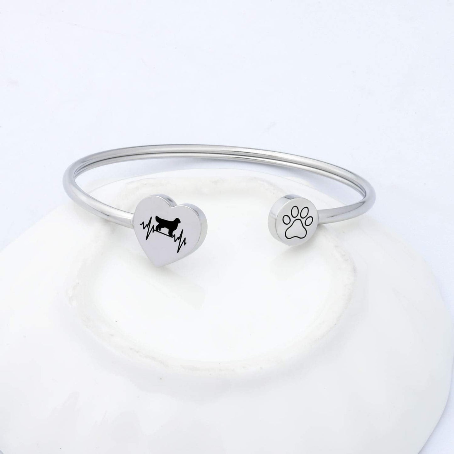 FUSTMW Dog Owner Bracelet Golden Retriever Dog Lover Gifts Paw Print Bangle Jewelry (Golden Retriever Bracelet)
