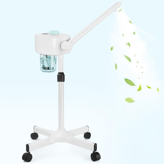 Professional Facial Steamer, Vaporizador Facial Steamer for Esthetician, Face Steamer on Wheels, Rocker Arm/Preheat/Hot Mist Adjustment/Timer Function, Facial Steamers for Home Salon Spa Skin Cleaning