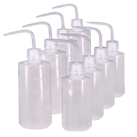 Belinlen 250ml+500ml Plastic Safety Wash Bottle, Plastic Squeeze Bottle Narrow Mouth, 8 Pack (Each Size 4)