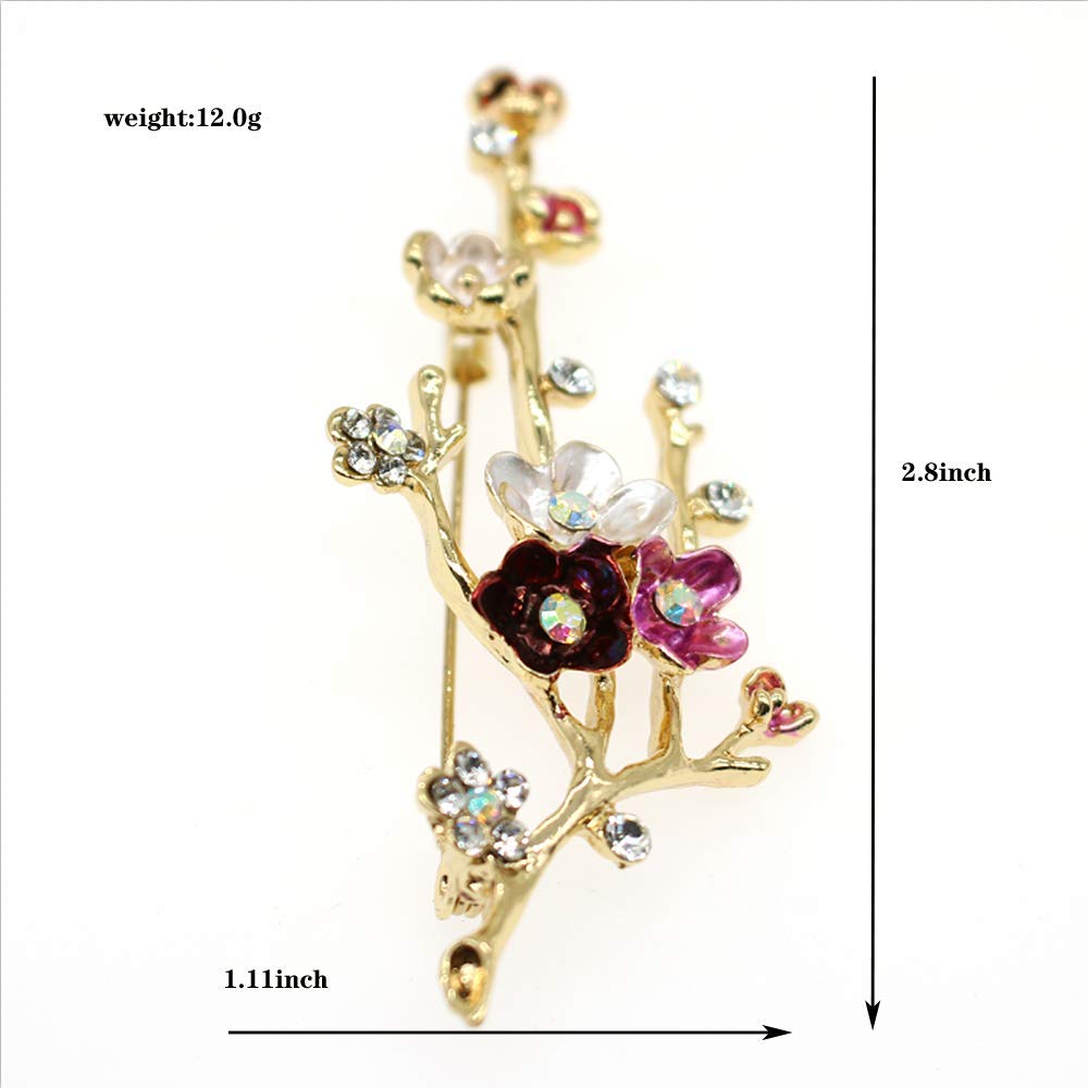 Flower Crystal Brooches Pins Fashion Beautiful Created Rhinestone Floral Brooch Good Idea for Party Dance Wedding Banquet for Elegant Women Girl (Pink enamel brooch)