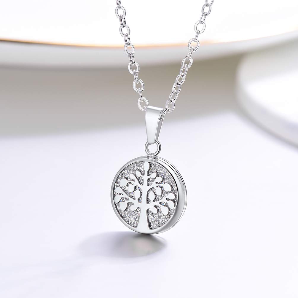 PROSTEEL Tree of Life Necklace Bridesmaid Stainless Steel Shiny Bling Round Pendant Minimalist Women Jewelry