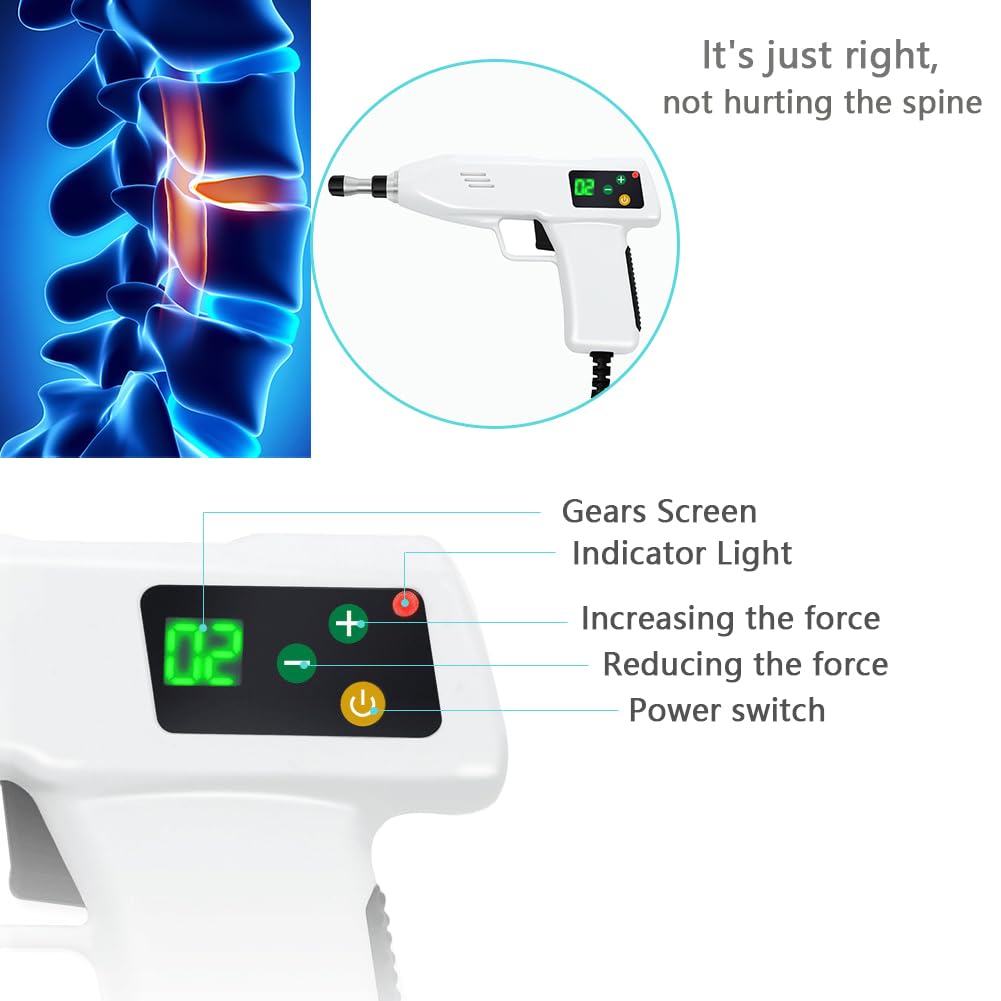Rebrisbol Electric Chiropractic Massager 400N, 4 Levels Force Spine Correction Massage, 10pcs Multifuction Heads for Adjusting Chiropractic, Soothing Bones, Massage Acupuncture Points