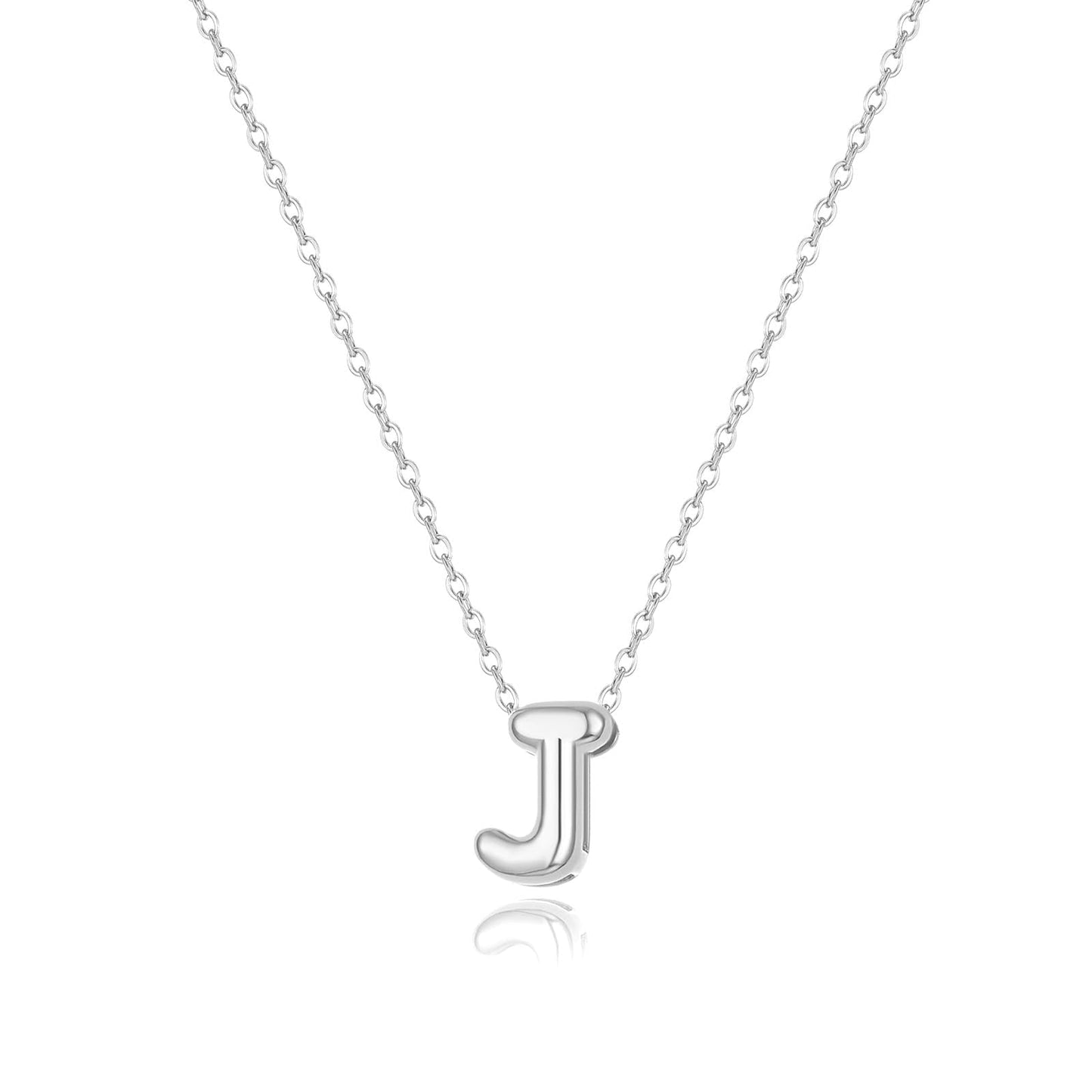 CUEZIY Bubble Silver Letter Necklace Initial Necklaces for Women Dainty Personalized Charm Pendant Name Necklace Cute Non Tarnish Fashion Accessories Teen Gift Trendy Stuff Silver Jewelry Gifts