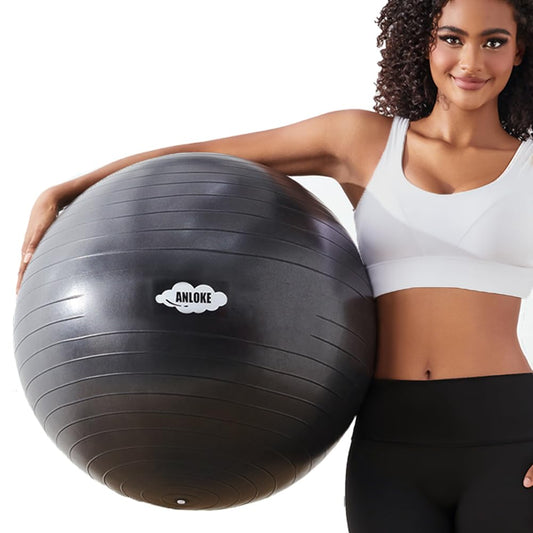 Yoga Ball for Exercise Fitness & Balance, Anti-Burst Stability Ball Chair, Birthing Ball for Pregnancy -M (19"~22") 55cm, Black