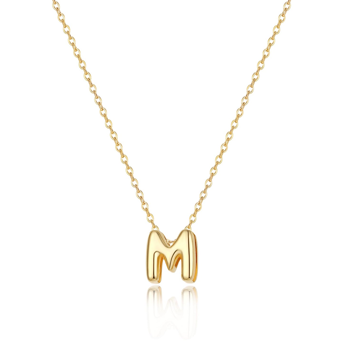 CUEZIY 14K Gold Plated Bubble Letter Necklace Initial Necklaces for Women Dainty Personalized Charm Pendant Name Necklace Cute Non Tarnish Fashion Accessories Teen Gift Trendy Stuff Jewelry Gifts