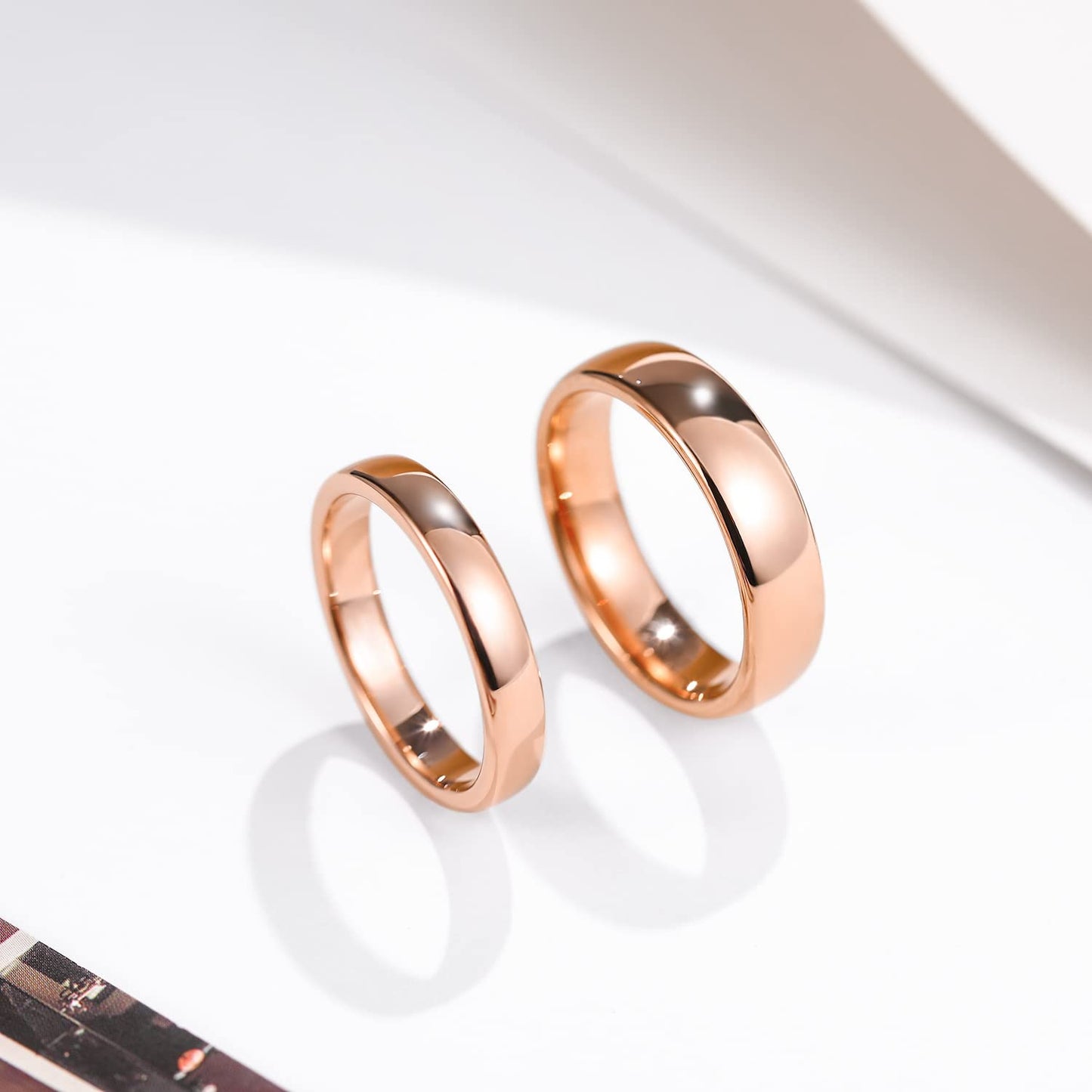 Greenpod 4mm Tungsten Rings for Women High Polished Plain Dome Rose Gold Plated Classic Wedding Band Comfort Fit Size 5.5