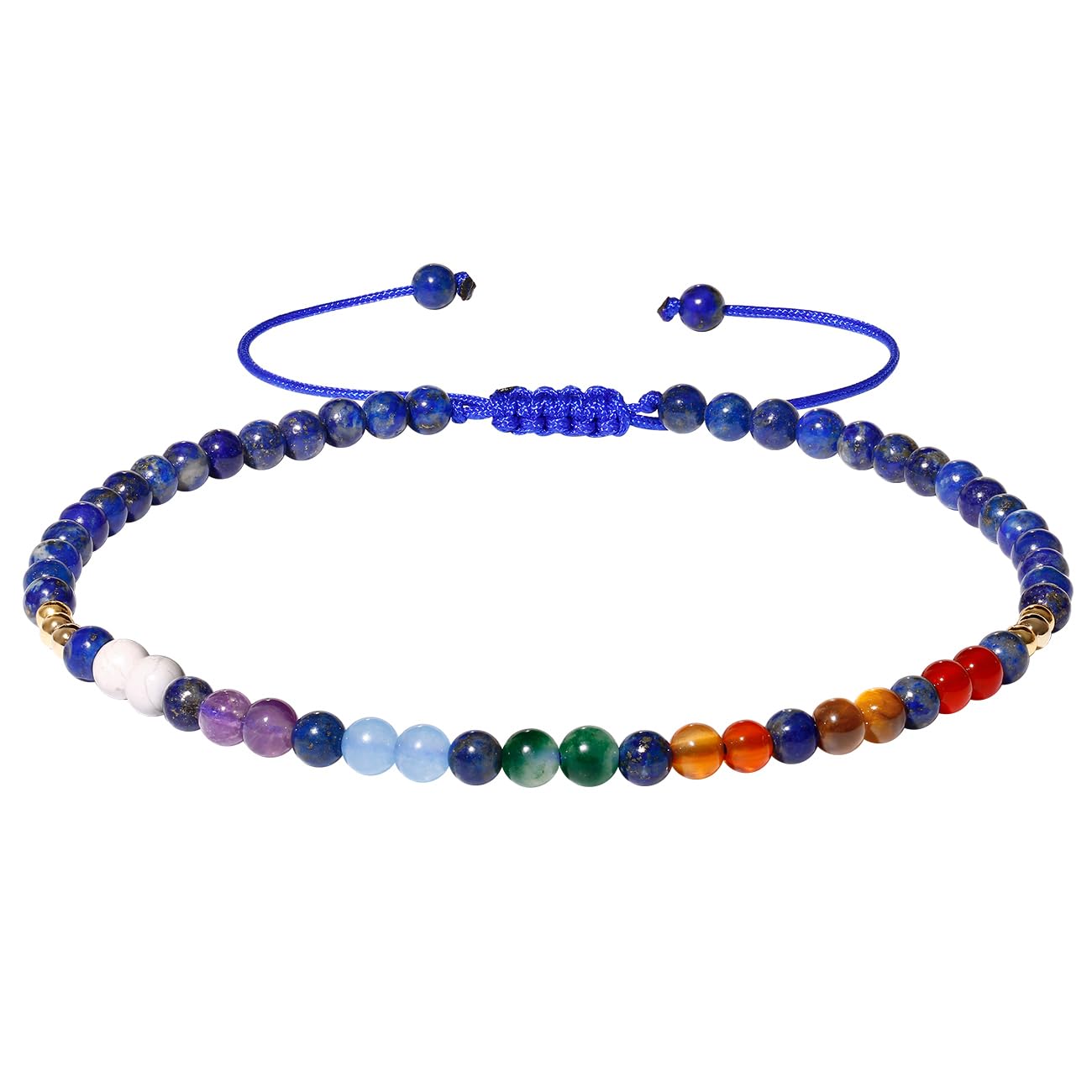 Wizock Reiki 7 Chakra Beaded Anklet Meditation Yoga Colorful Ankle Bracelets for Women Balance Beach Foot Jewelry Adjustable (Lapis Lazuli)