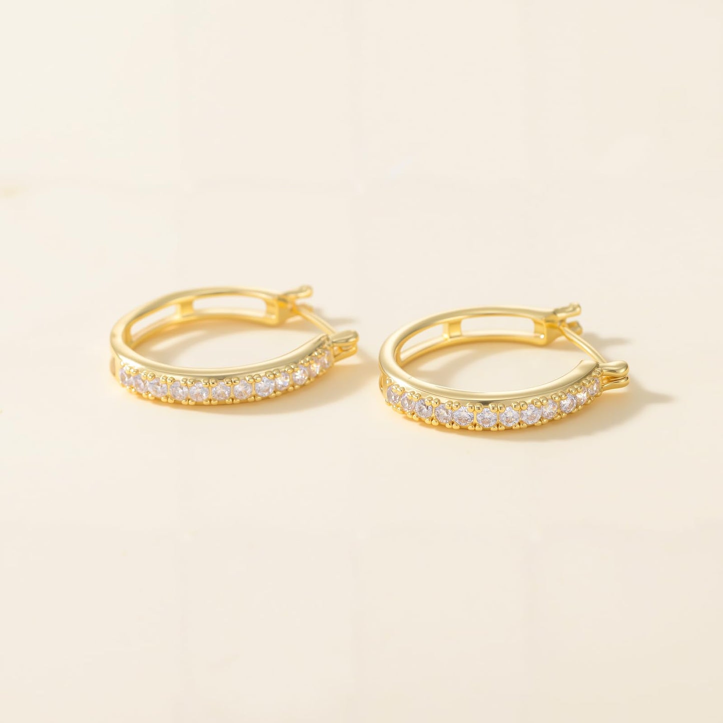RYHIX 14K Gold Earrings for Women Small 14K Gold Hoop Earrings Trendy 20mm Womens Gold Huggie Earring with Cubic Zirconia Hypoallergenic