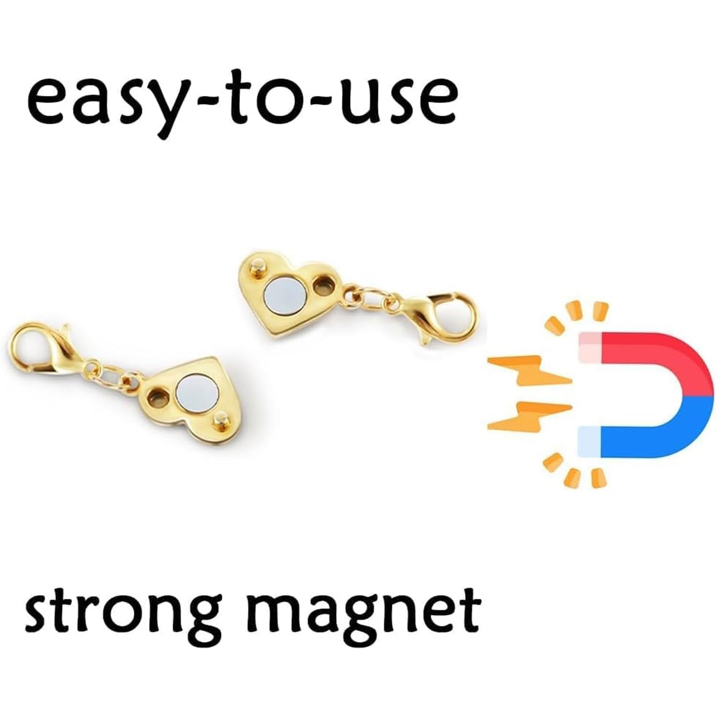 Magnetic Clasp Converter, Heart Design Lobster Clasps for Necklaces and Bracelets, Gold and Silver (4golden+4silvery)