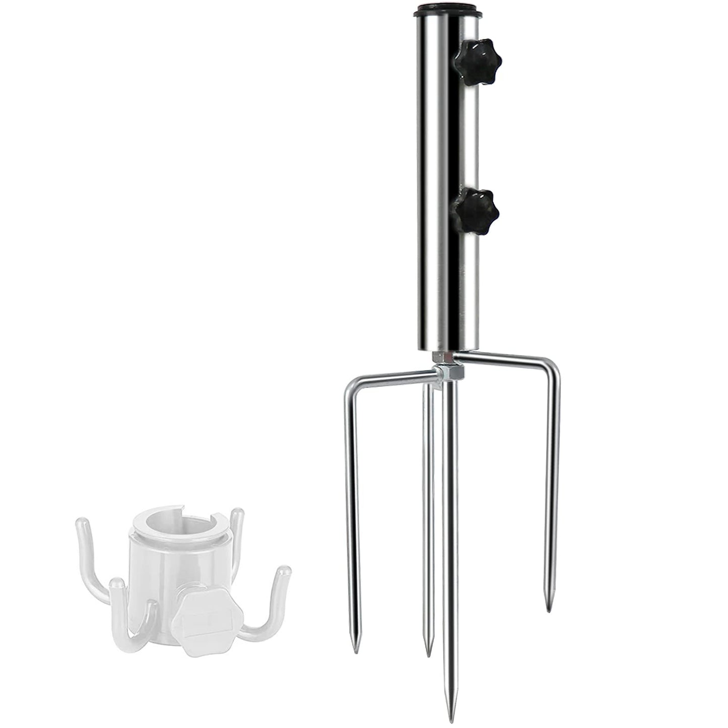 weallbuy Removable Portable Umbrella Base, Beach Umbrella Sand Anchor with 4 Legs, Adjustable Heavy-Duty Metal Sun Holder, Outdoor Parasol Stand for Beach, Grass, and Sand