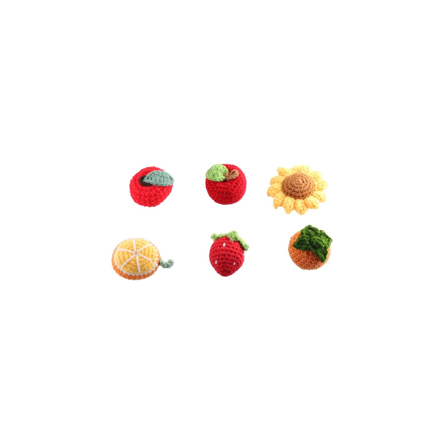 Leadigol Crochet Strawberry Sunflower DIY Craft Kit - Cotton Wool Handmade Strawberry Fruits Hanging Ornament - Unisex Kids All Seasons