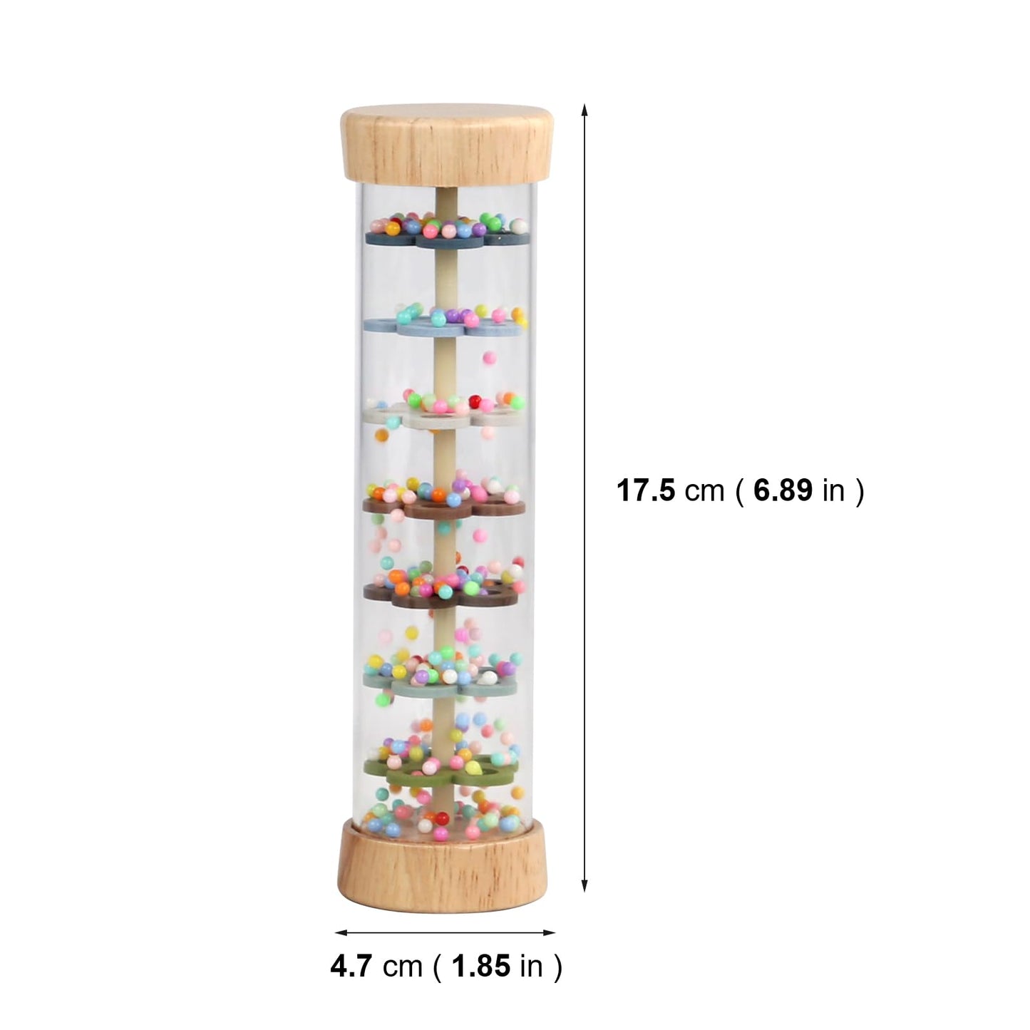 WODI Wooden Baby Rattle Rainstick Rainmaker Montessori Musical Toy for Infants Toddlers Newborns 0-3-6-9-12 Months Sensory Development