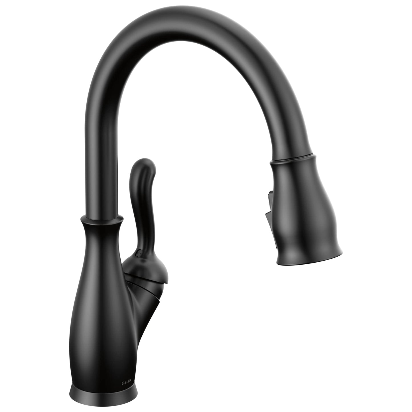 Delta Leland Matte Black Kitchen Faucet with Pull Down Sprayer, Traditional Single Hole Kitchen Sink Faucet, Single Handle, Matte Black 9178-BL-DST