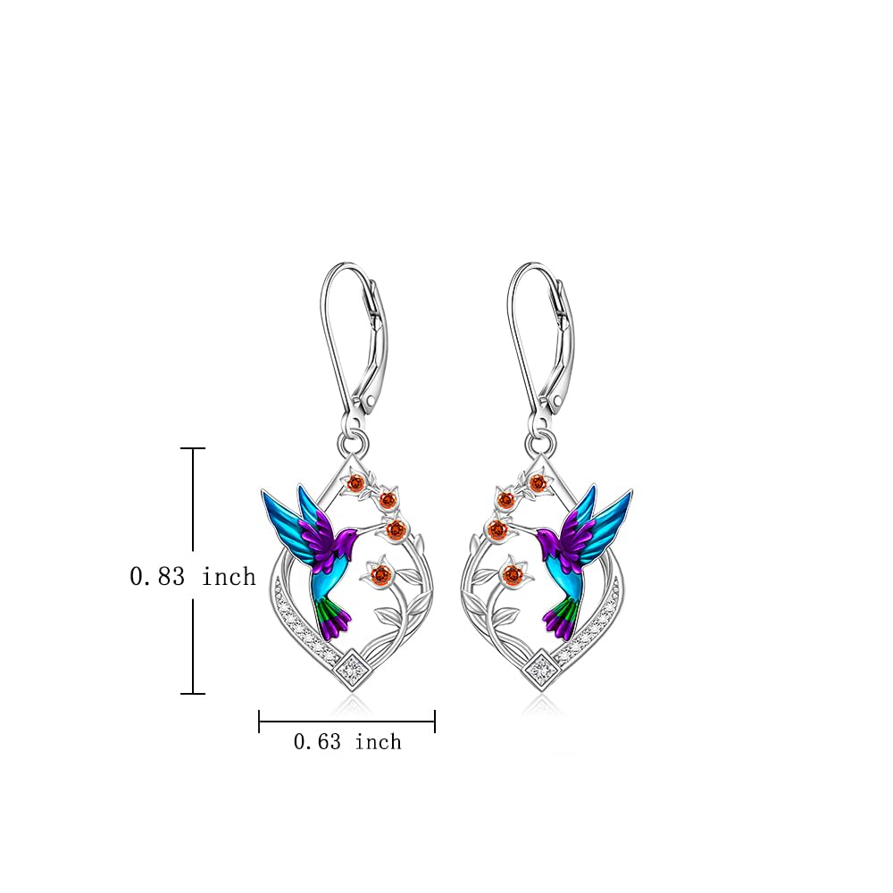 Hummingbird Earrings for Women Sterling Silver Hummingbird Jewelry Gifts for Women Unique Charm Flower Earrings
