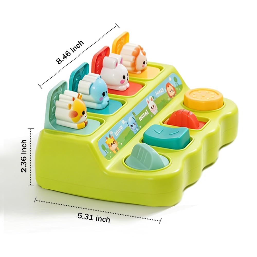 QXYXGS Pop Up Toys for 1 Year Old Boy Girl, Baby Interactive Animal Toy, Montessori Cause and Effect Learning Game, Fine Motor Skills Development, Birthday Gift for 6-12 12-18 Months Toddlers Green
