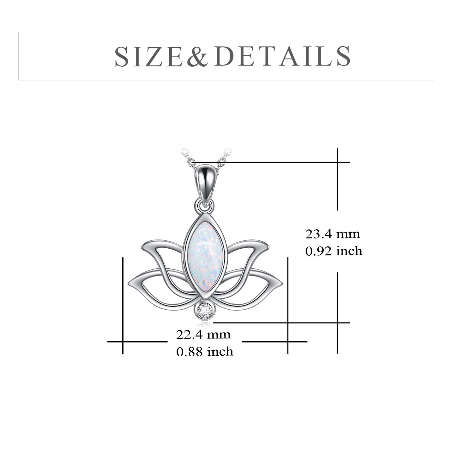 YFN Lotus Flower Necklace Sterling Silver White Opal Lotus Pendant Lotus Jewelry Gifts for Women