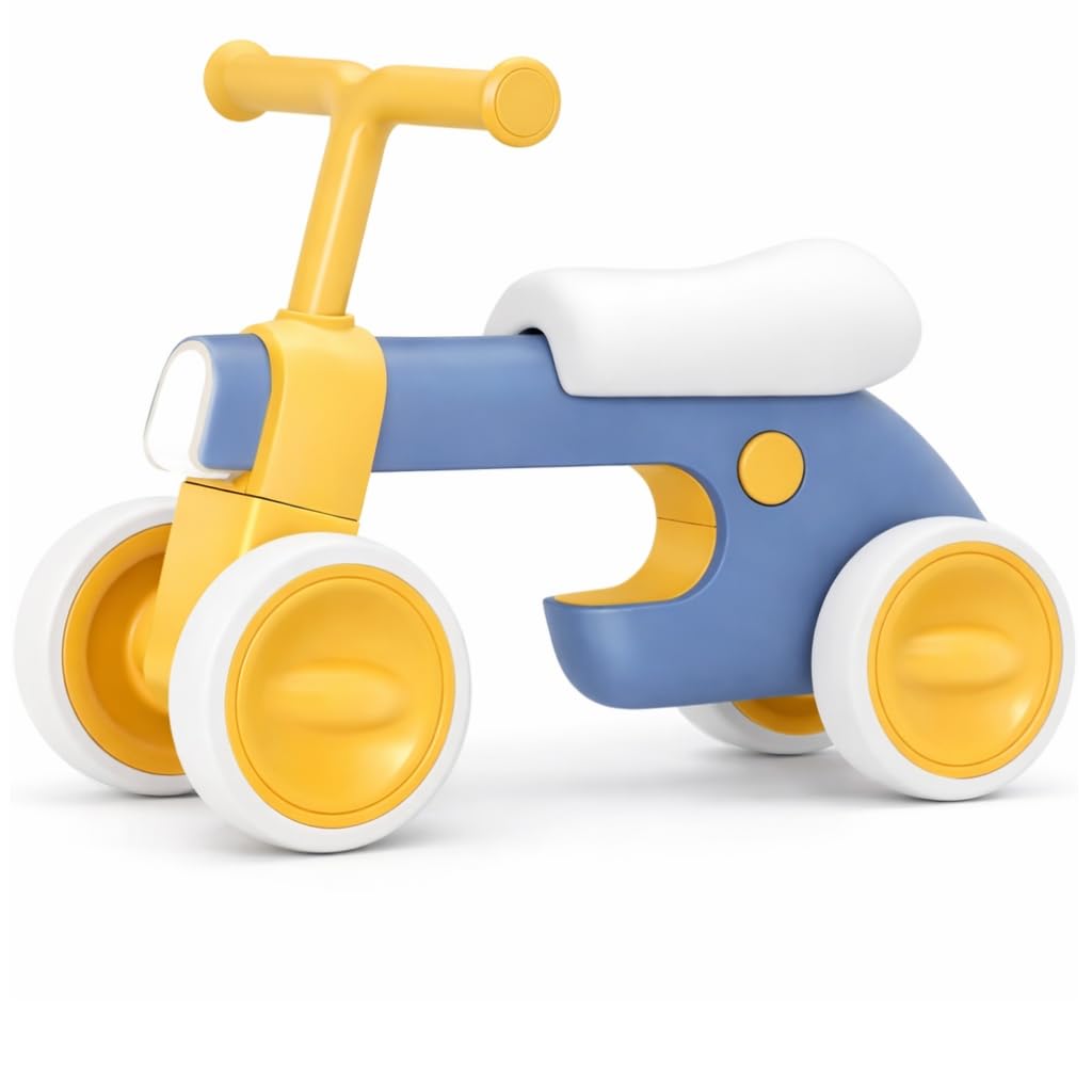 Henry & Collin Henry & Colin First Balance Bike for 1 Year Old – Safe 4-Wheel Toddler Bike with Lights, Perfect 1st Birthday Gift for Boys & Girls (12–36 Months)
