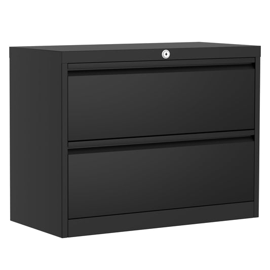 GarveeHome 2-Drawer File Cabinet with Lock, Metal Lateral Filing Cabinets for Letter/Legal Size Documents, Heavy Duty File Storage for Home Office, Black