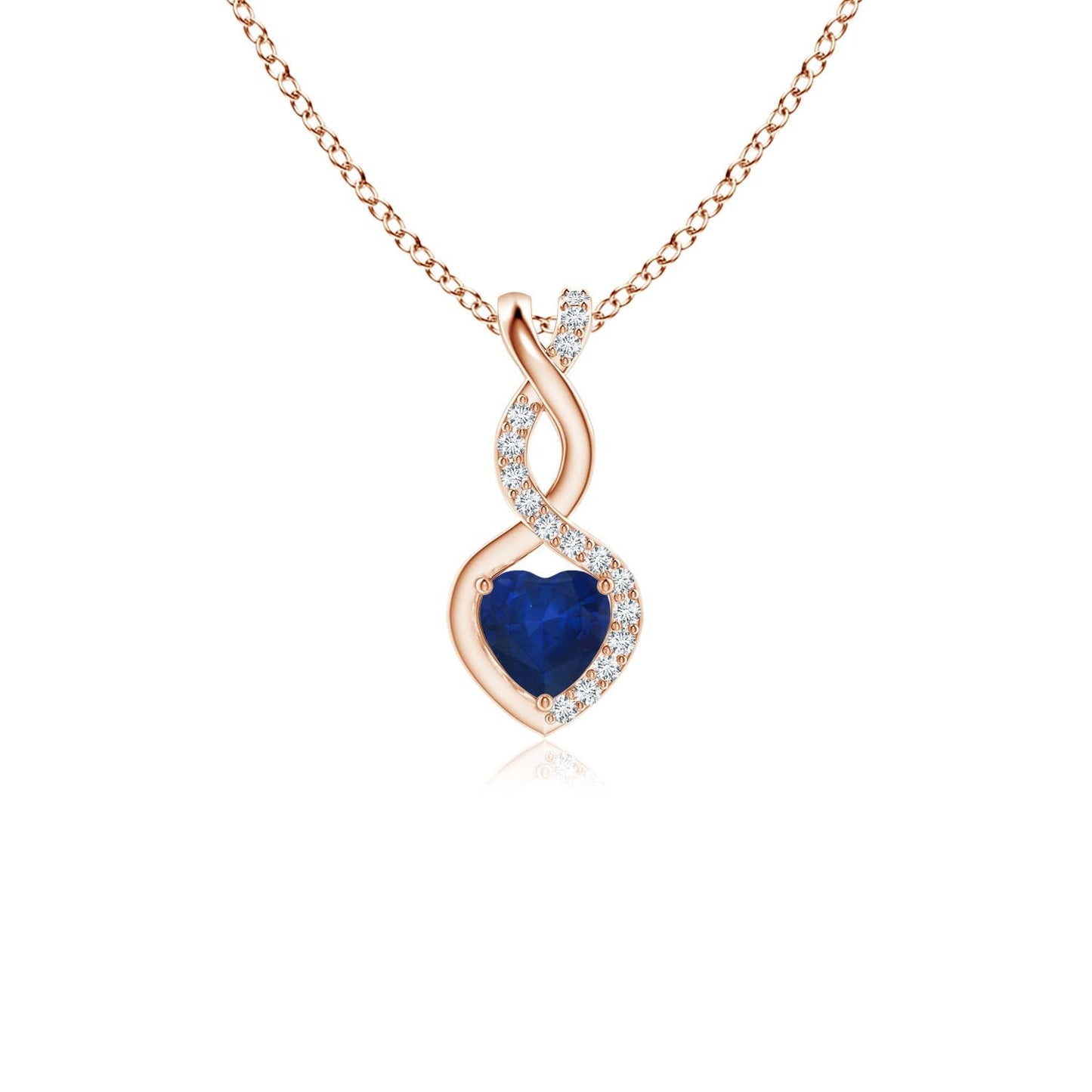 Angara Natural Blue Sapphire Pendant for Women | 0.3 ct Heart Shape Blue Sapphire Diamond Heart Pendant Necklace in Rose Gold | September Birthday, Anniversary, Gemstone Jewelry Gift | AA | 4mm