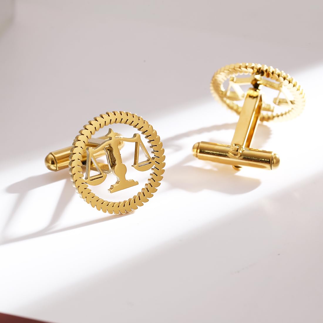 Metal Balance Badges Suit Brooch Libra Scales Brooches For Men (rose gold pin+tie clip+ cuff-link)
