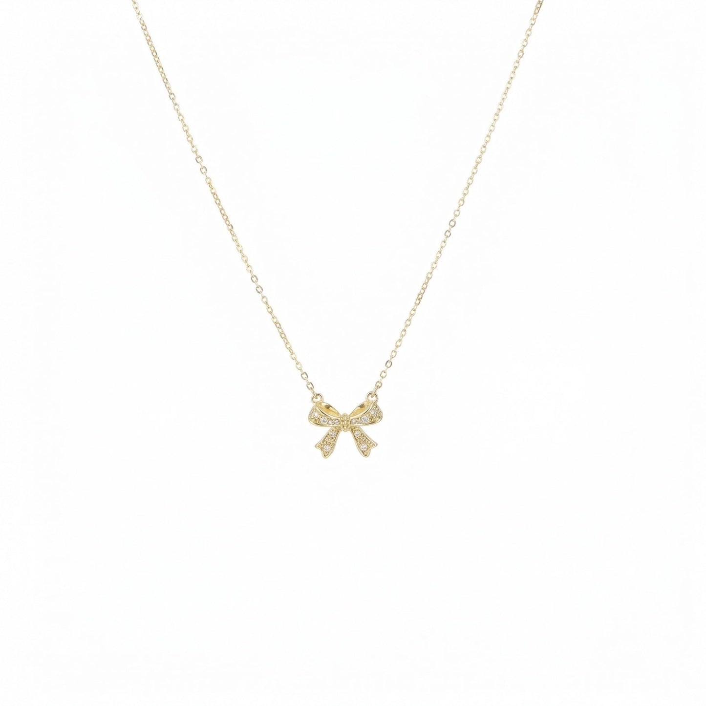 ANDKISS Bows Pendant Necklaces for Women - Dainty Necklace 14k Gold Plated Necklace Simple Gold Charm Jewelry For Women (Bow-1)