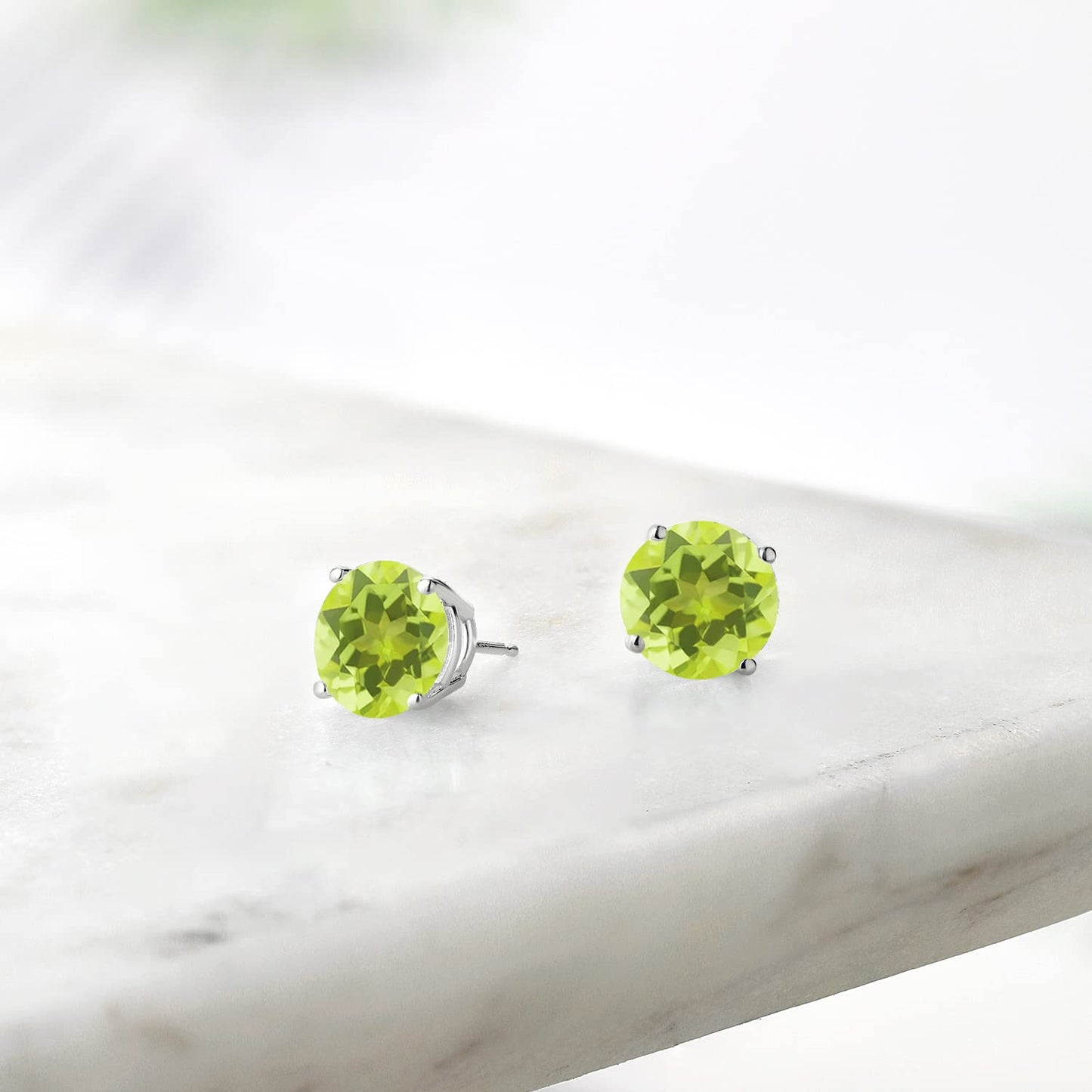 Gem Stone King 2-4 Cttw Round Gemstone Birthstone Stud Earrings For Women Men | 925 Sterling Silver | Round 7MM | Fine Jewelry Gifts for Women Her Mom Wife Men | Lemon Quartz
