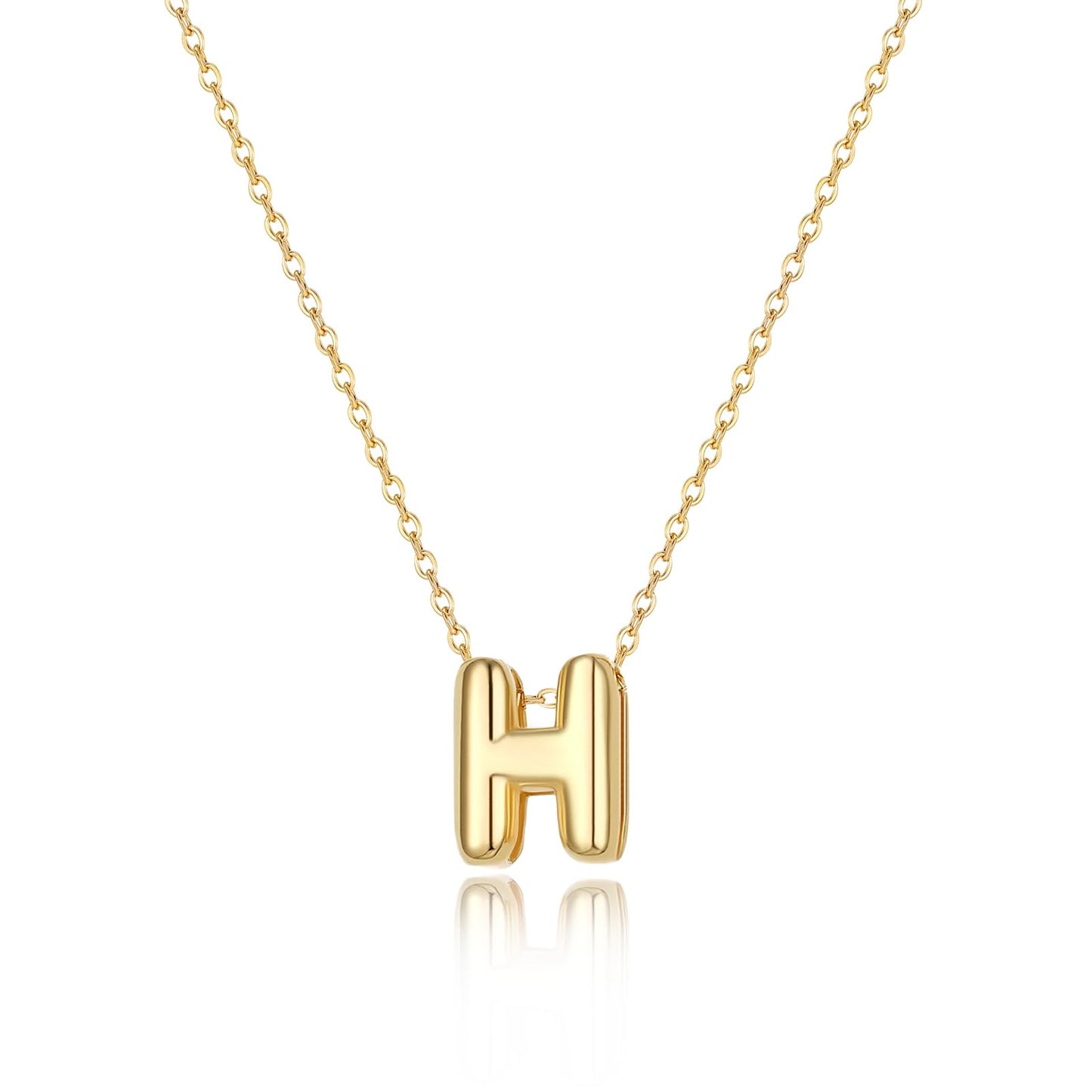 CUEZIY 14K Gold Plated Bubble Letter Necklace Initial Necklaces for Women Dainty Personalized Charm Pendant Name Necklace Cute Non Tarnish Fashion Accessories Teen Gift Trendy Stuff Jewelry Gifts