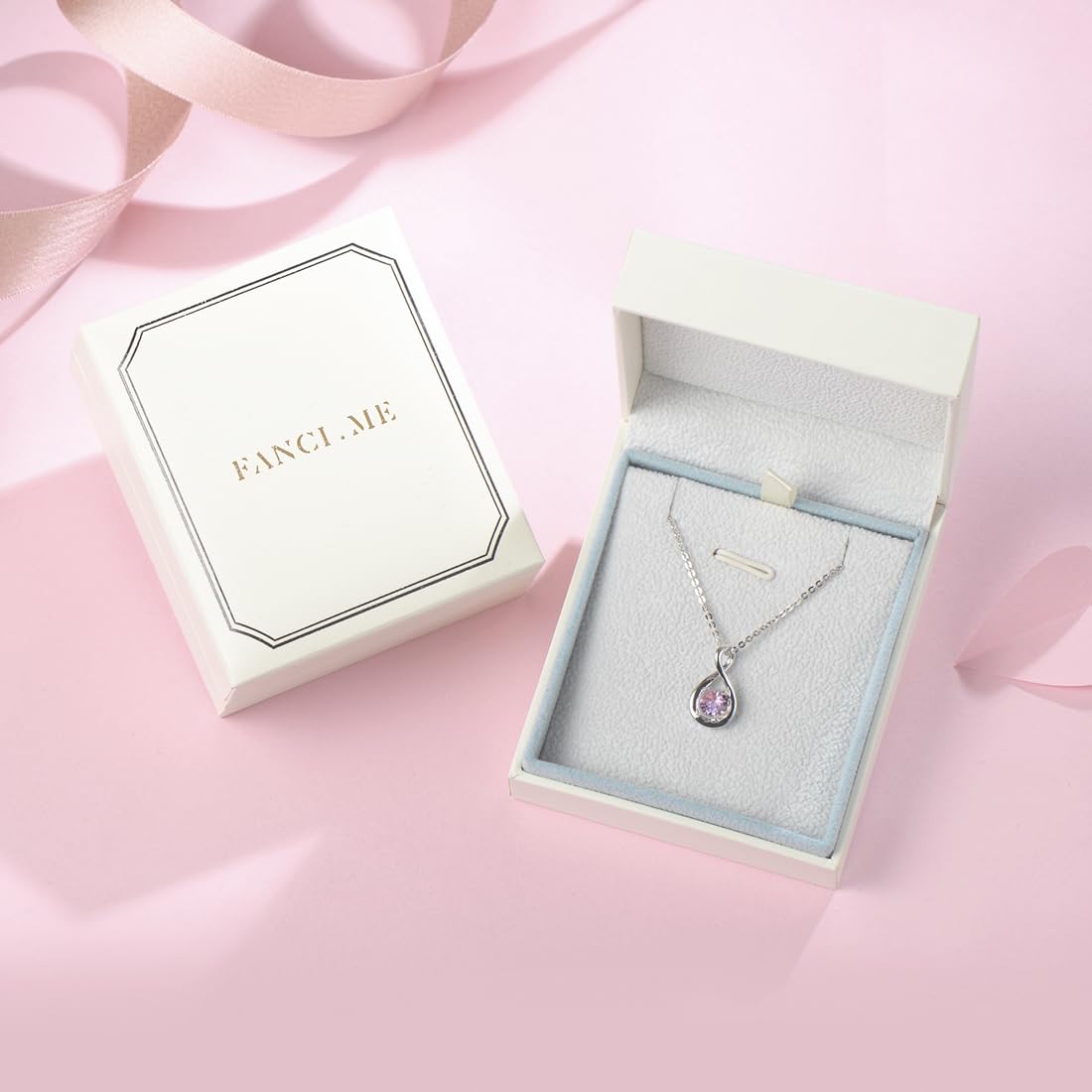 FANCIME Alexandrite Necklaces June Birthstone Necklace for Women, Sterling Silver Infinity Pendant Fine Jewelry Anniversary Birthday Mothers Day Gifts for Daughter