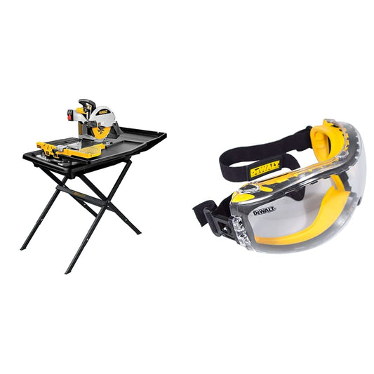 DEWALT Wet Tile Saw with Stand, 10-Inch with w/Safety Goggle (D24000S & DPG82-11C)