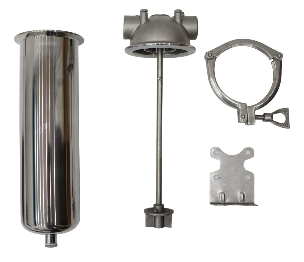 INTBUYING 304 Stainless Steel 10KG High Pressure Water Filter Housing for 10’’L cartridges Filter,3/4in NPT Inlet and Outlet with Bracket and Drain Valve Heavy Duty Water Filter System