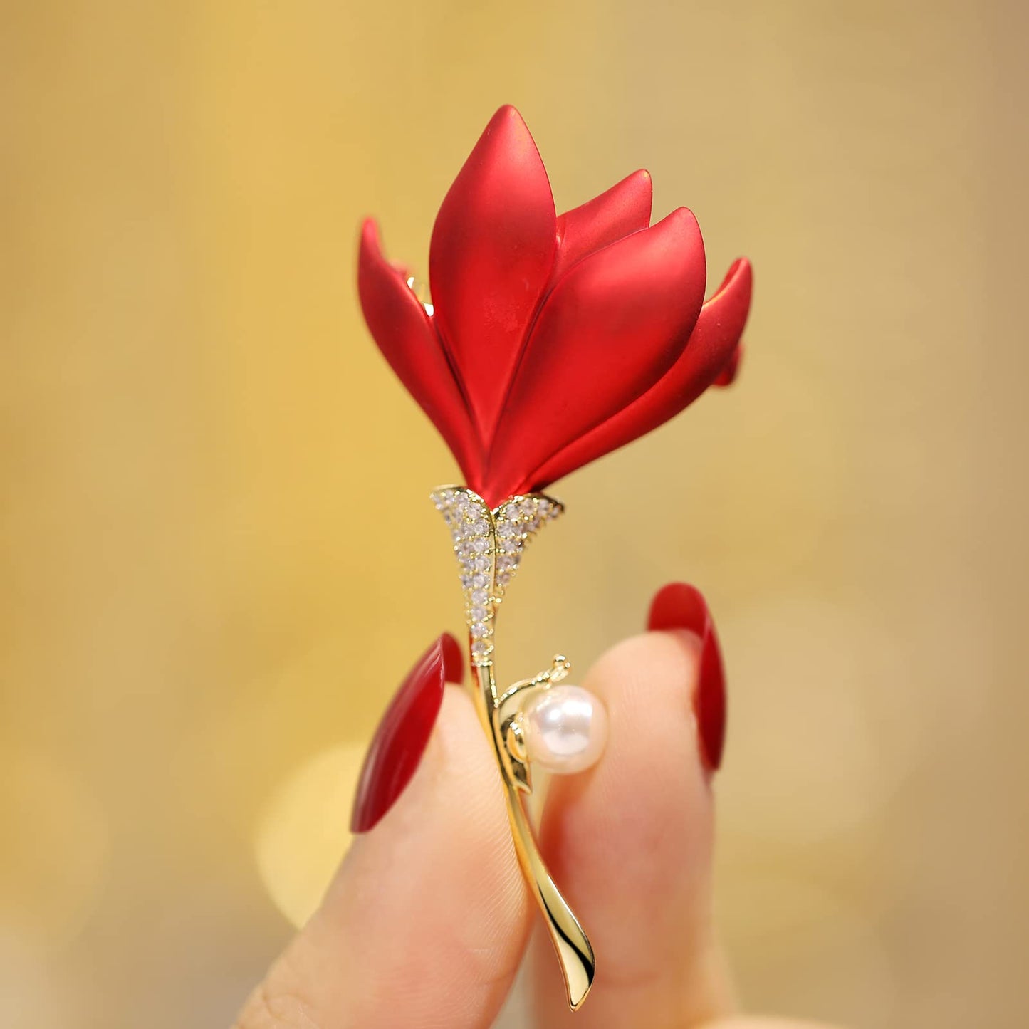 AILONMEI Floral Series Brooch Pins For Women Fashion Costume Pearl Flower Designer Broach & Pins Jewelry Christmas Gift (Poppy)