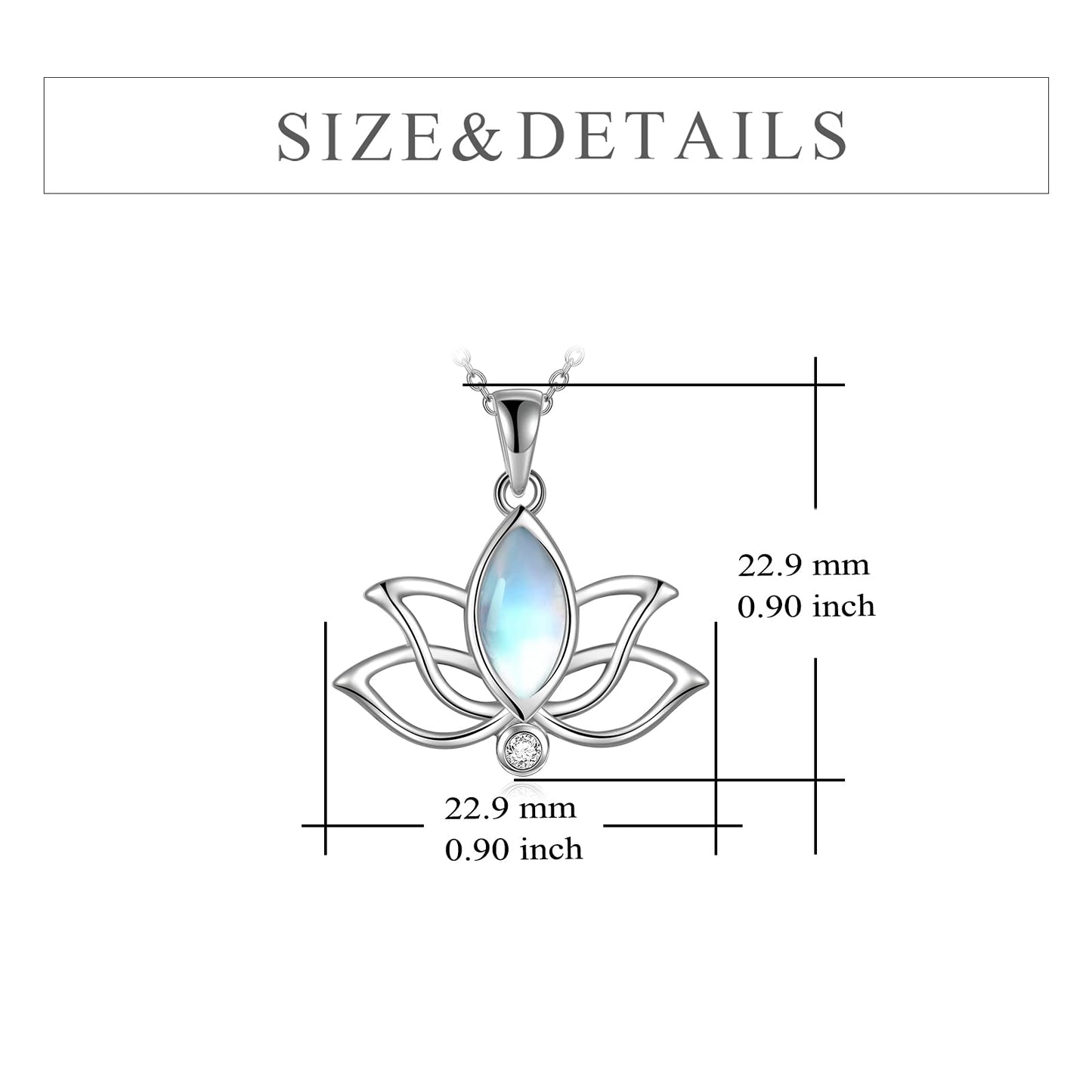 YFN Lotus Flower Necklace Sterling Silver Moonstone Lotus Pendant Lotus Jewelry Gifts for Women