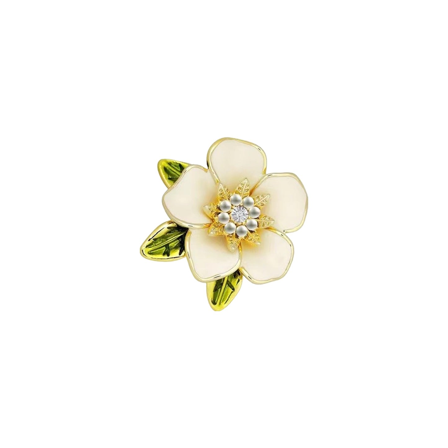 Crystal Red Flower Brooch Pins for Women Elegant Enamel Rhinestone Floral Brooches Pin Fashion Jewelry for Party Dance Wedding Banquet Brooch for Women Gift (White)