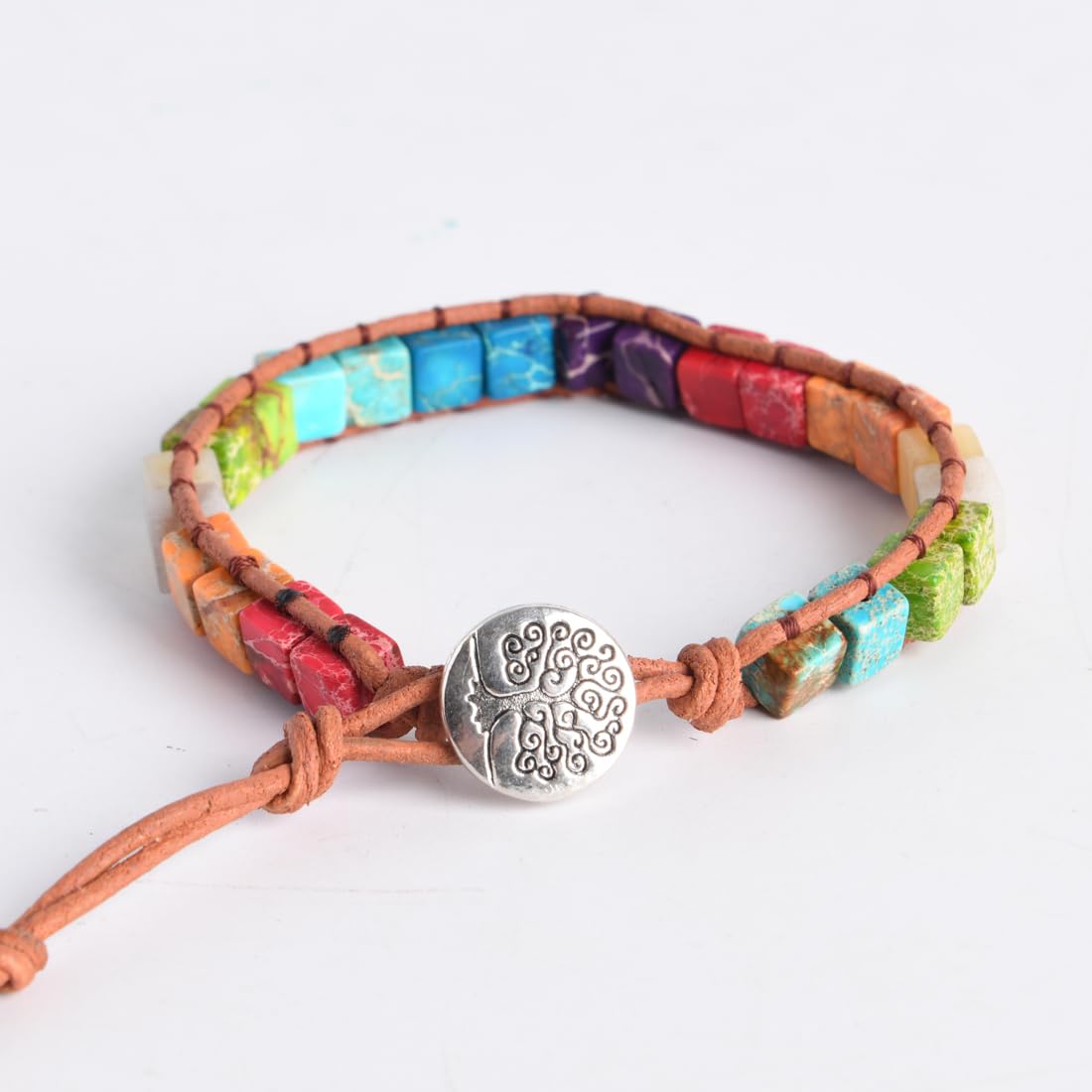 YGLINE Bead Chakra Bracelet 7 Chakras Healing Crystals Bracelet Yoga Stone Beads Bracelets Meditation Relax Anxiety Bangle for Womens Mens