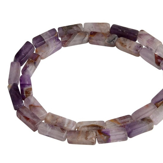 4x13mm Natural Stone Amethyst Rectangular Column Tube Cylinder Spacer Loose Beads Gemstone for DIY Bracelets Necklace Jewelry Making Strand 15 Inch (28-30pcs)
