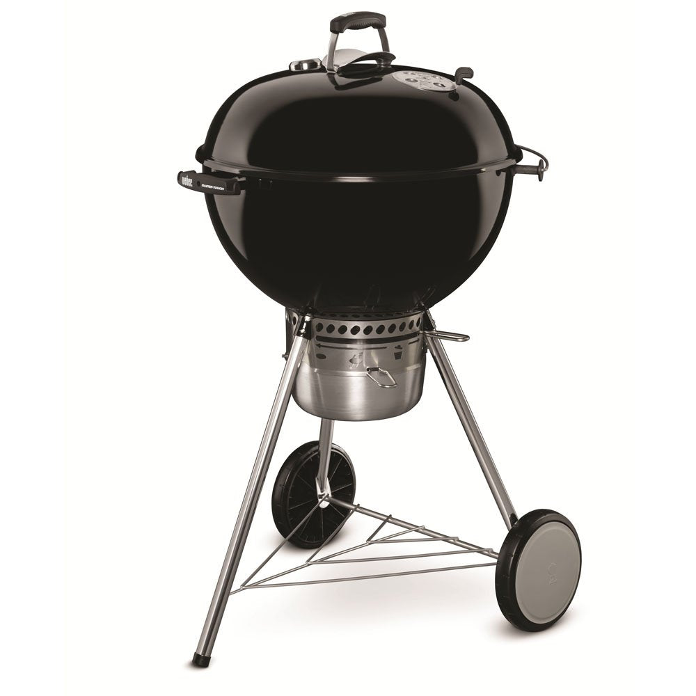 Weber Master-Touch Charcoal Grill, 22-Inch, Black – Premium Outdoor BBQ Grill with Tuck-Away Lid Holder & One‑Touch™ Cleaning System, Porcelain‑Enameled Kettle