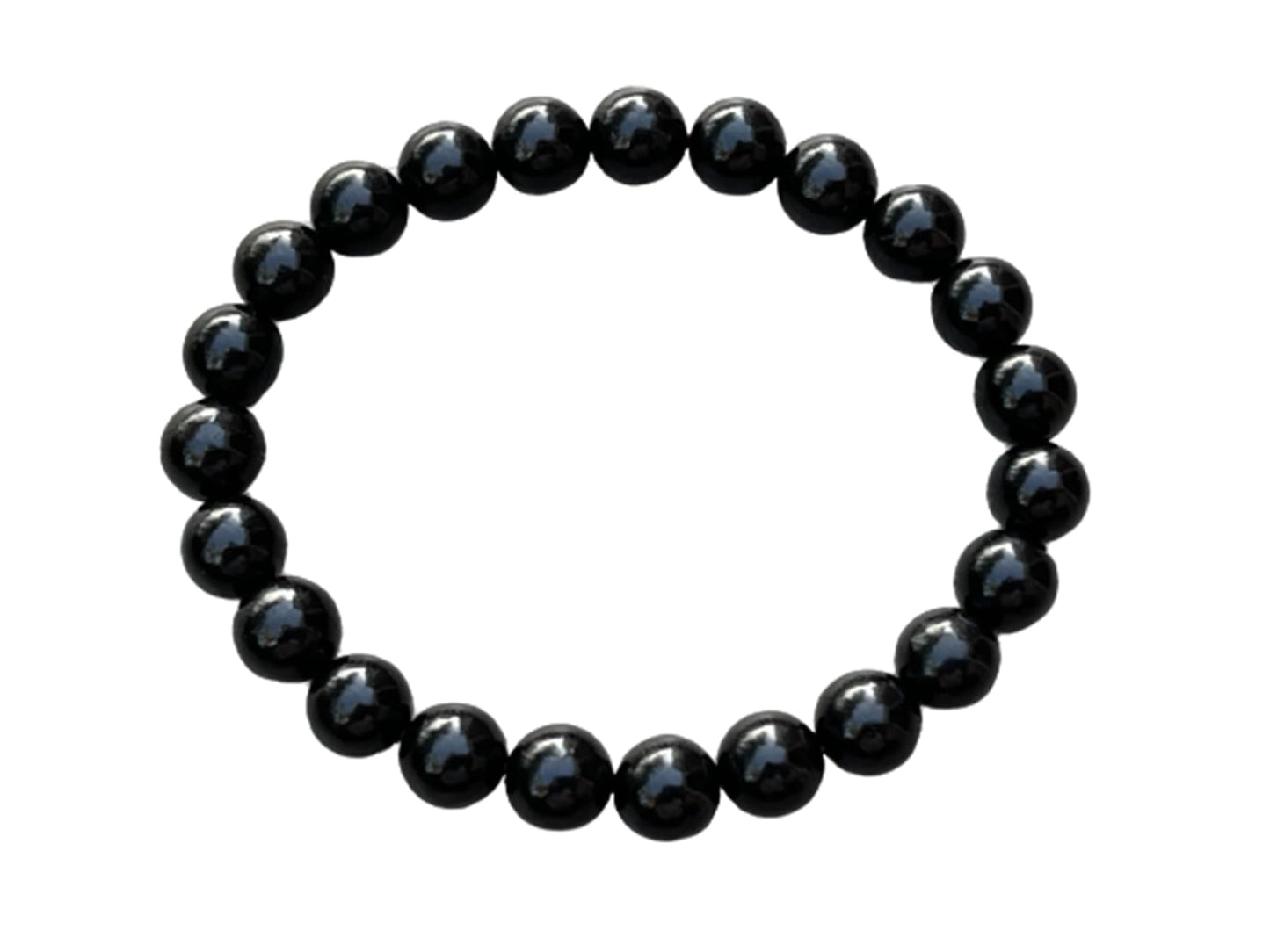 GAF TREASURES Jet Crystal Bead Bracelet 8mm, Genuine Jet Stretch Gemstone Bracelet, Healing Crystal Bracelet, Gift for Men & Women (1)
